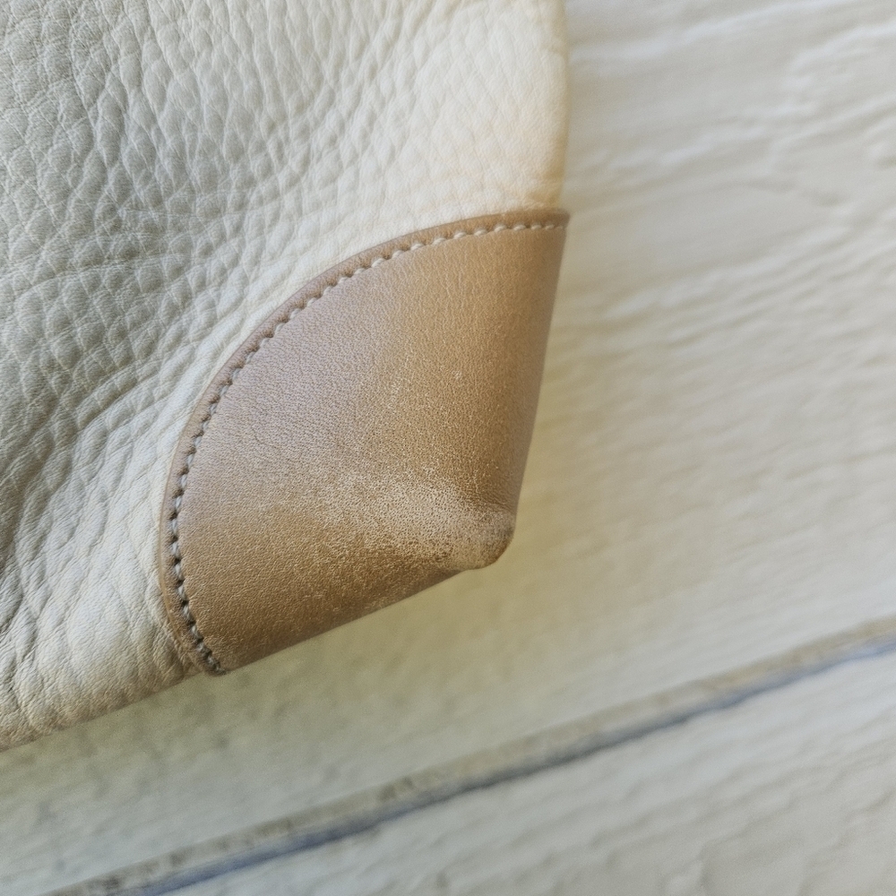Coach Hampton pebbled leather tote cream and tan 4465 - Picture 12 of 13